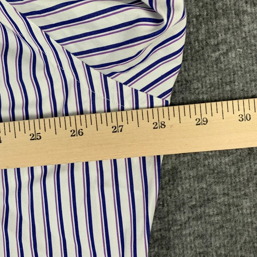 Vintage Polo Ralph Lauren Dress Shirt Men 17.5 White Striped Classy Regent NEW